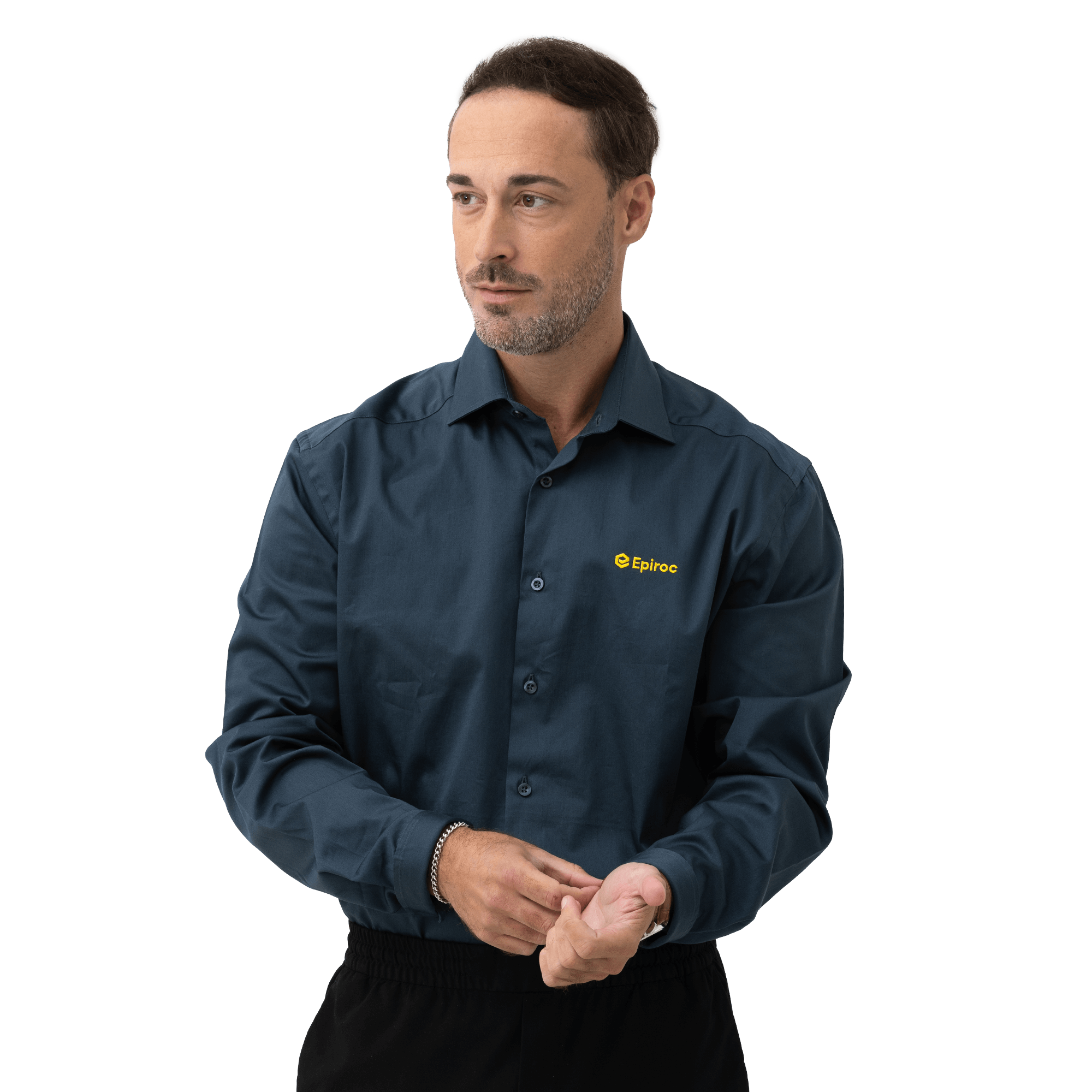 grey shirt with epiroc logo