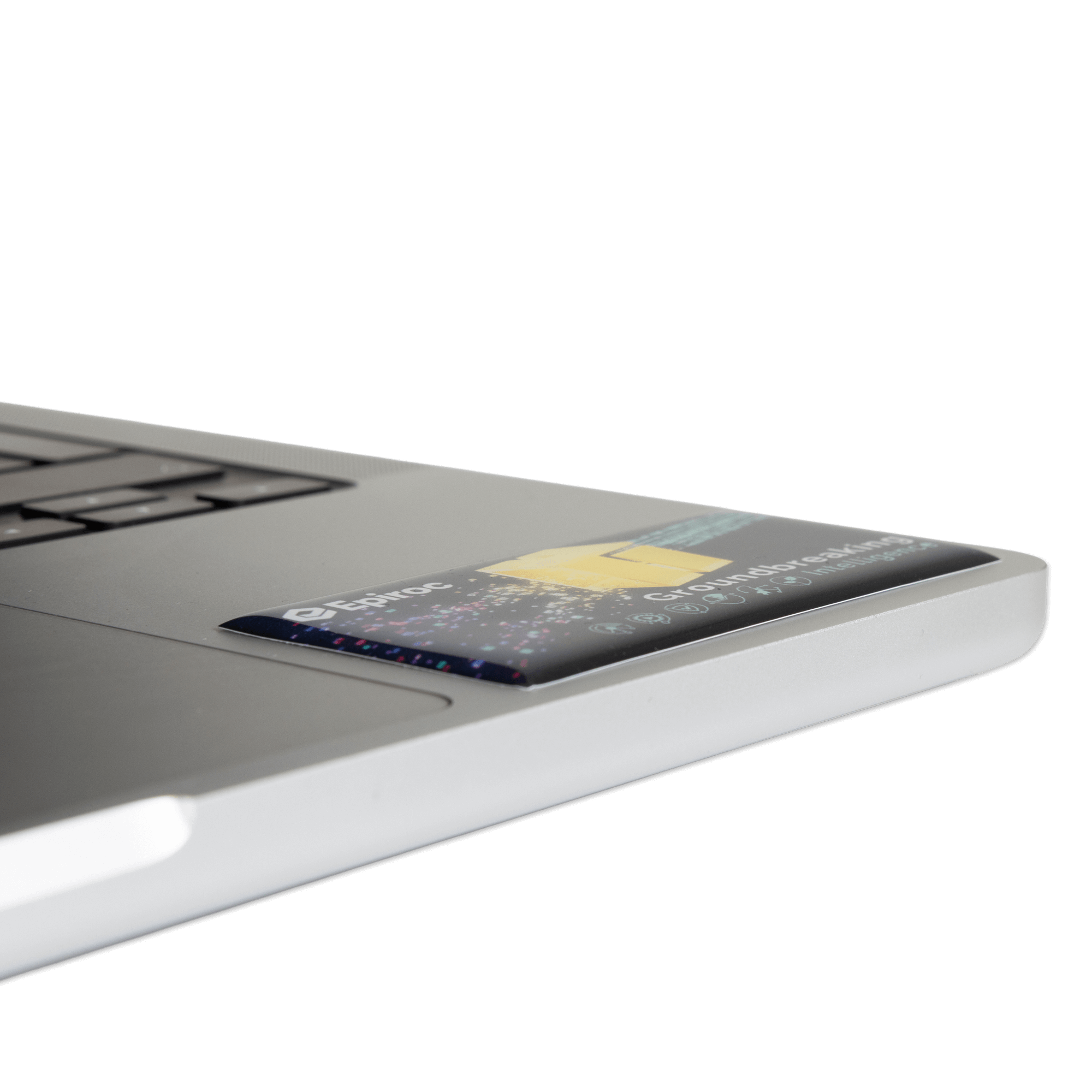 Epiroc stickers with groundbreaking intelligence text and graphics