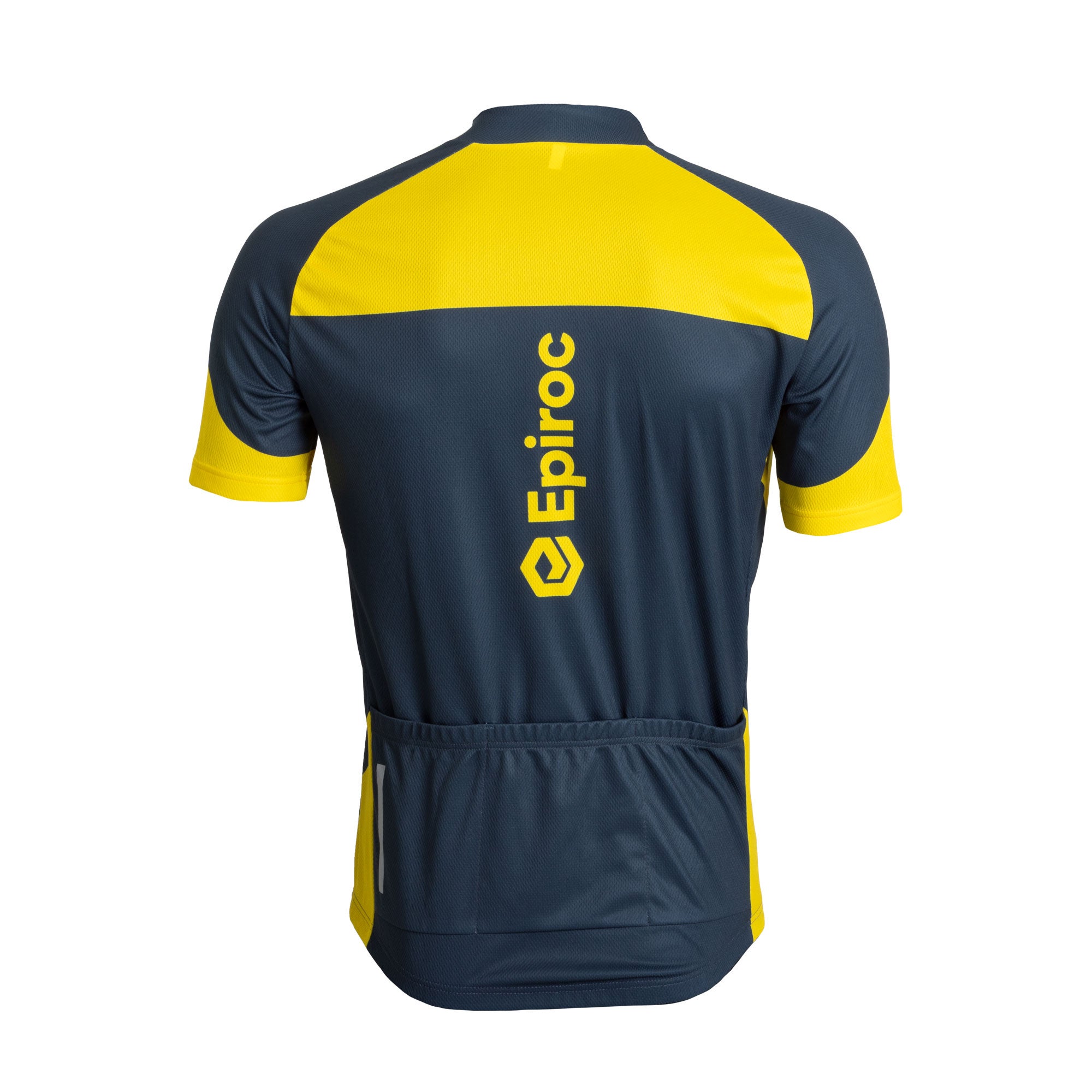 bike shirt in grey and yellow with epiroc logo