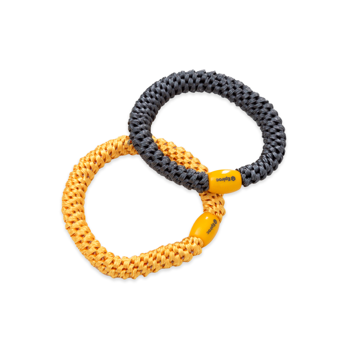 yellow and grey hair tie with epiroc logo