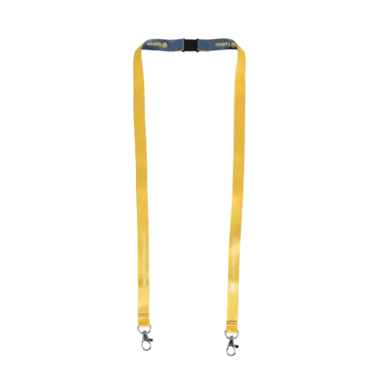 grey and yellow lanyard with double carabiner hooks and epiroc logo 