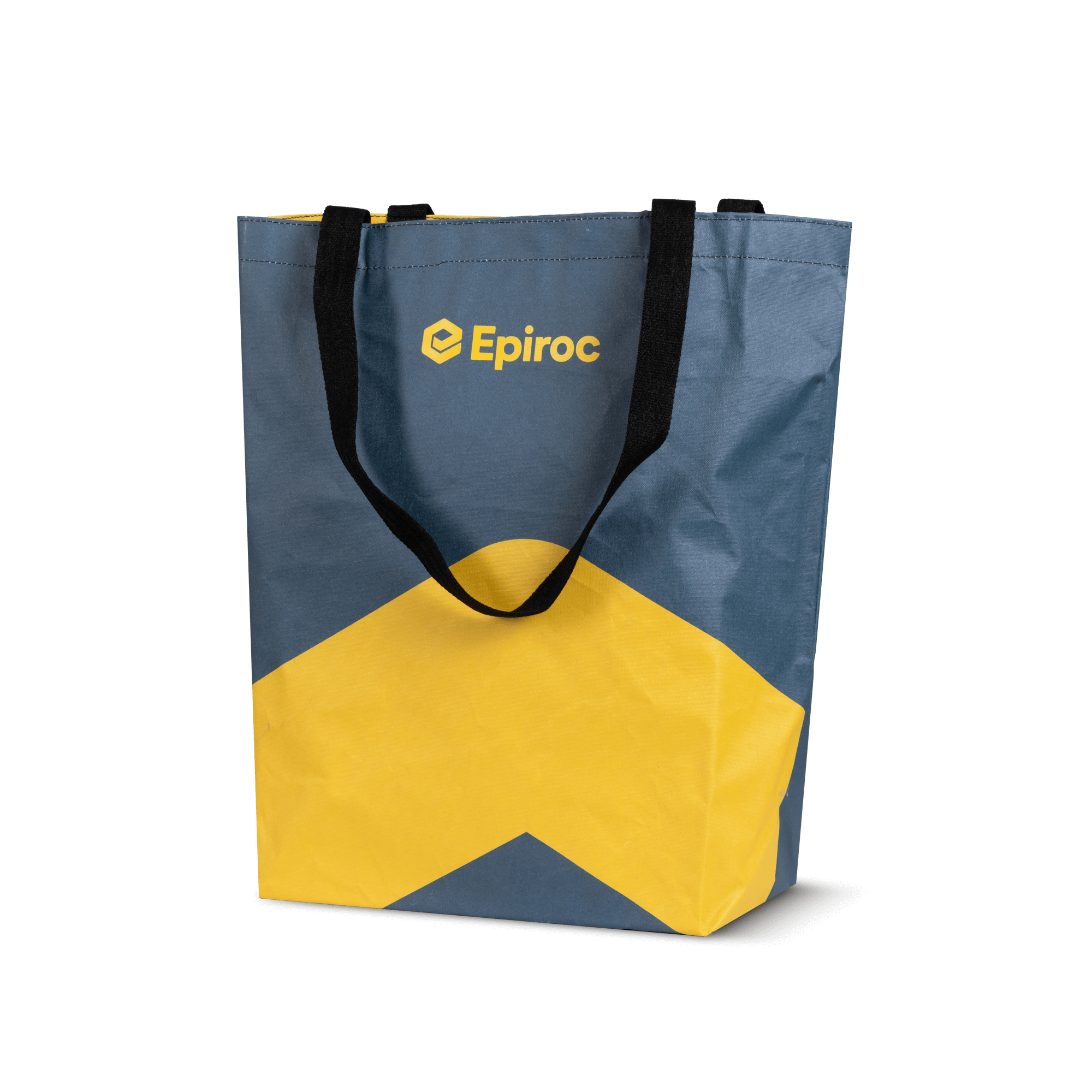 Grey and yellow totebag with epiroc logo