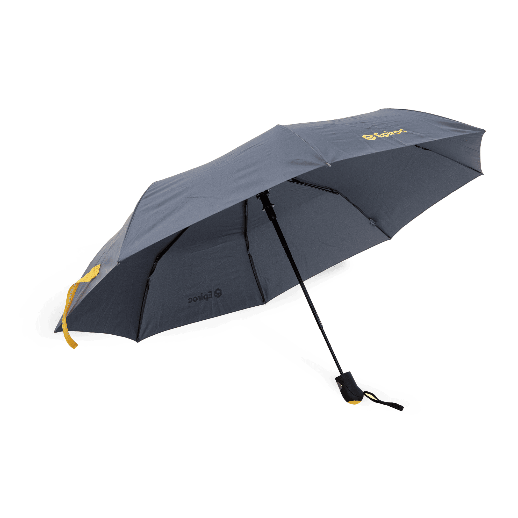 grey umbrella with epiroc logo