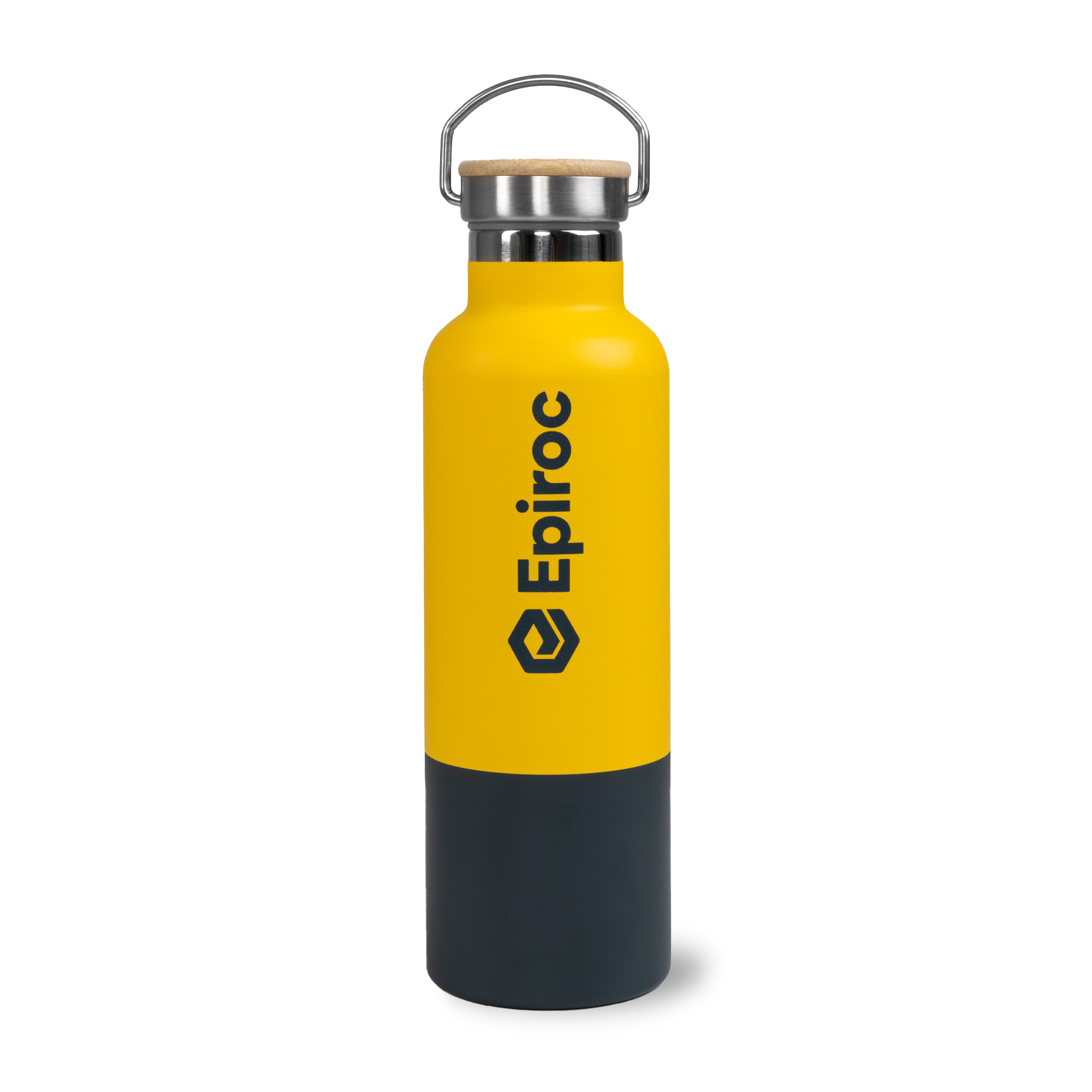 grey and yellow thermo bottle with yellow epiroc logo