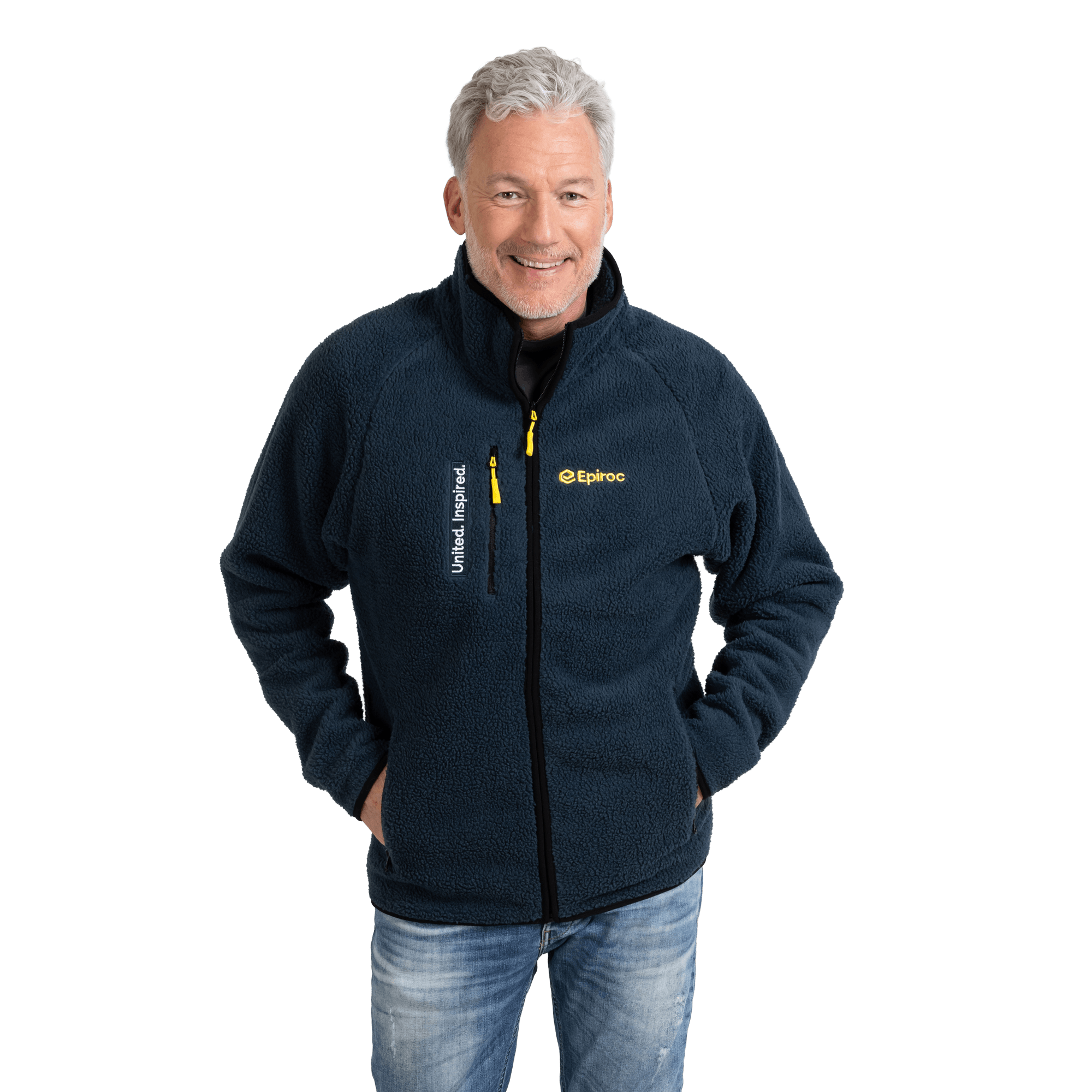 blue epiroc pile fleece back