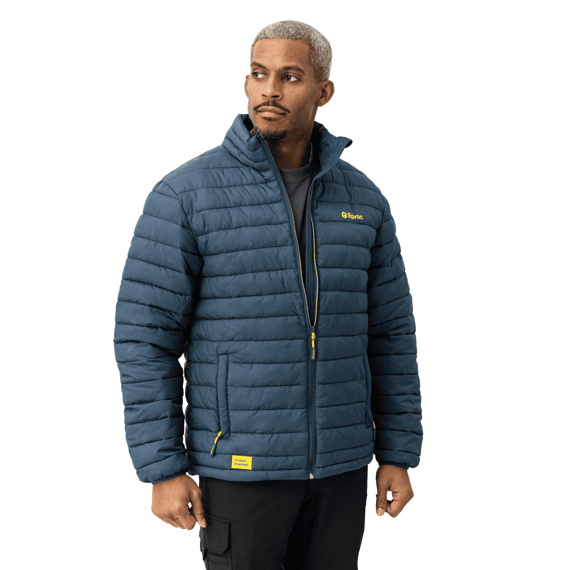 padded jacket close up on zipper