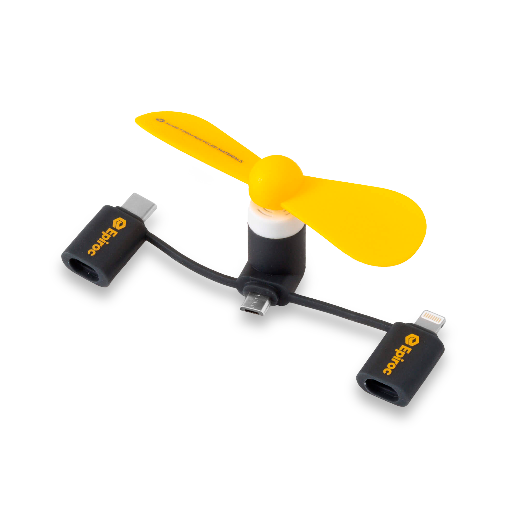 epiroc mini fan in yellow and grey