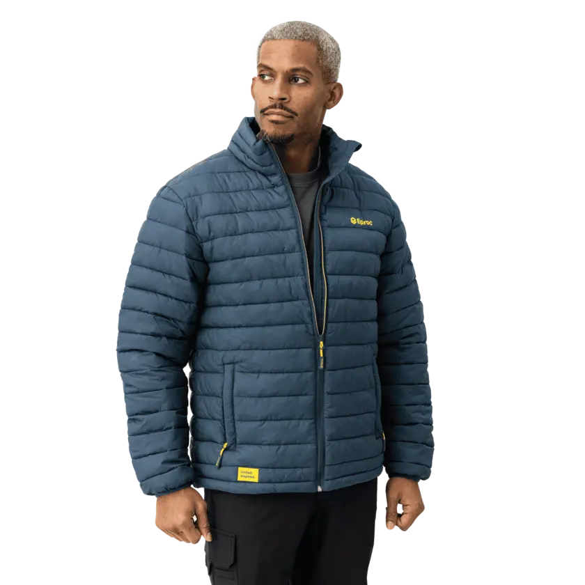 padded jacket close up on zipper