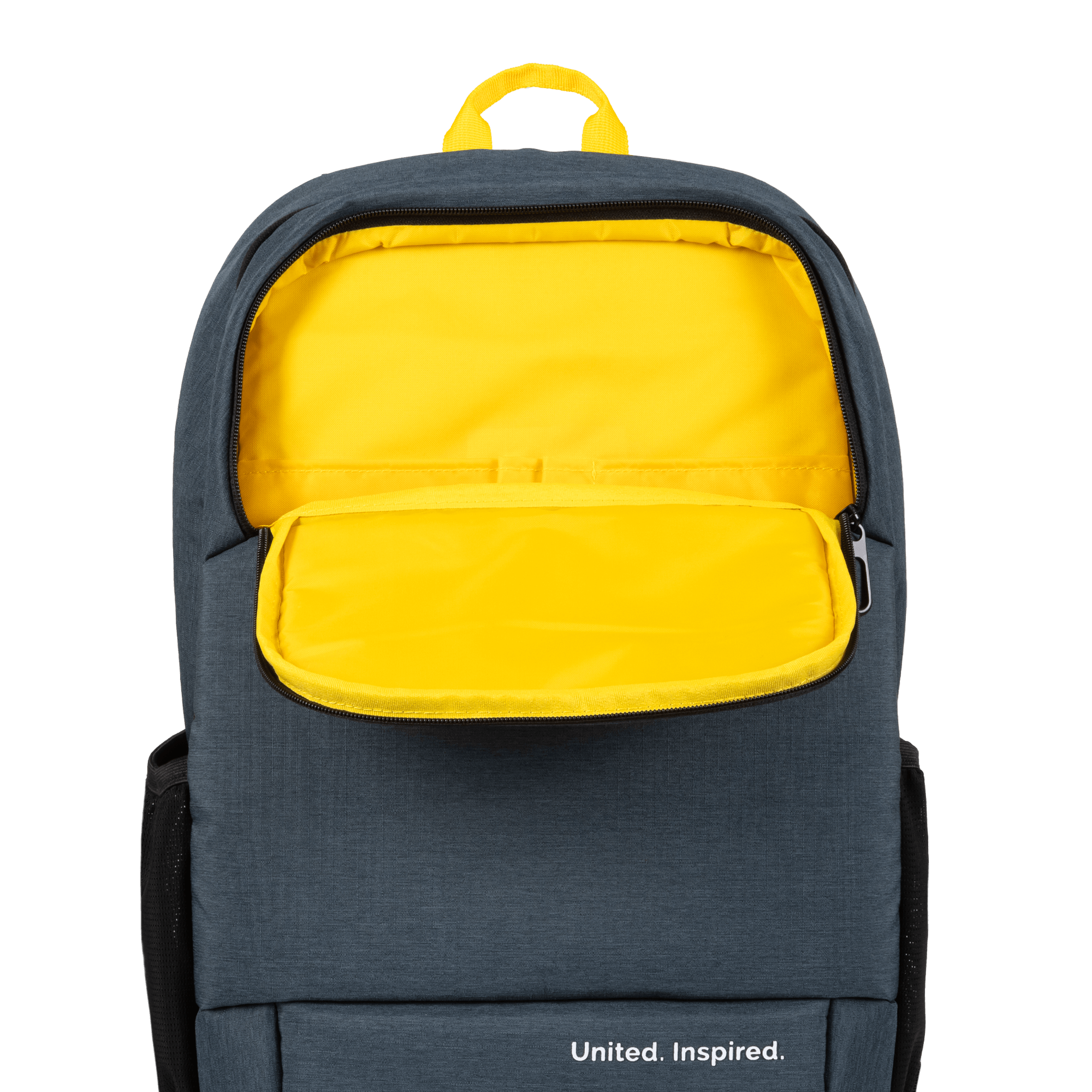 grey epiroc bagpack with yellow inside