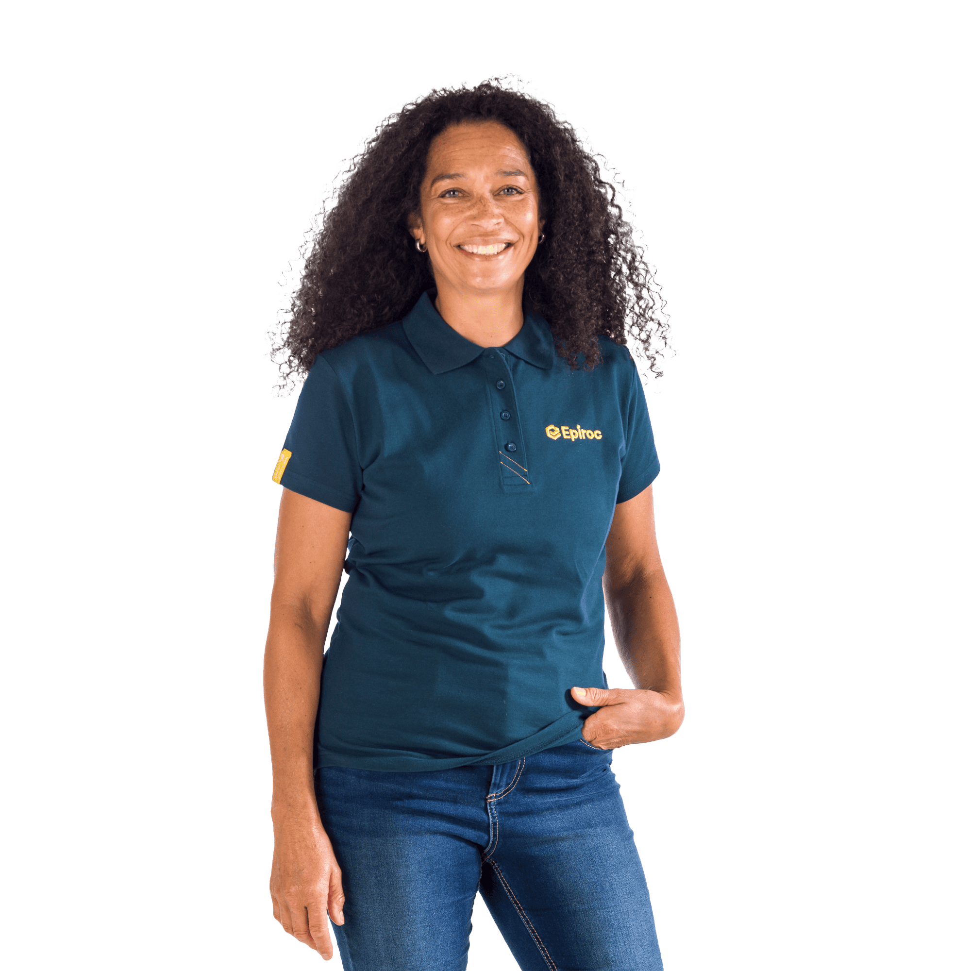 grey polo with yellow epiroc logo