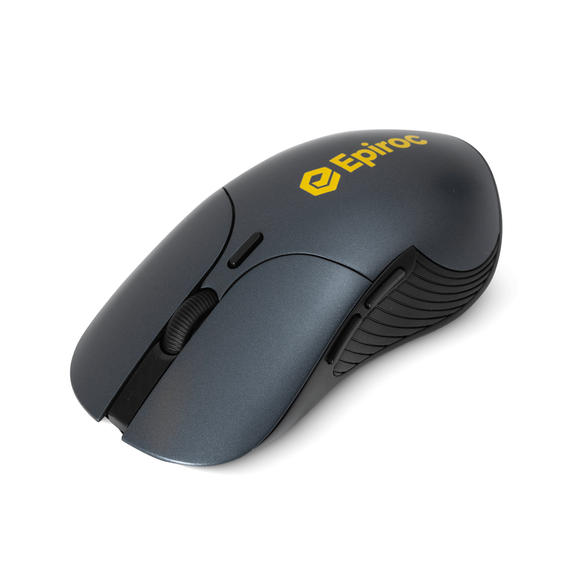 grey computer mouse with epiroc logo