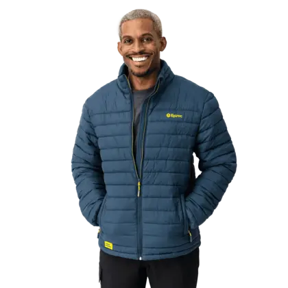 padded jacket with epiroc logo front on male model