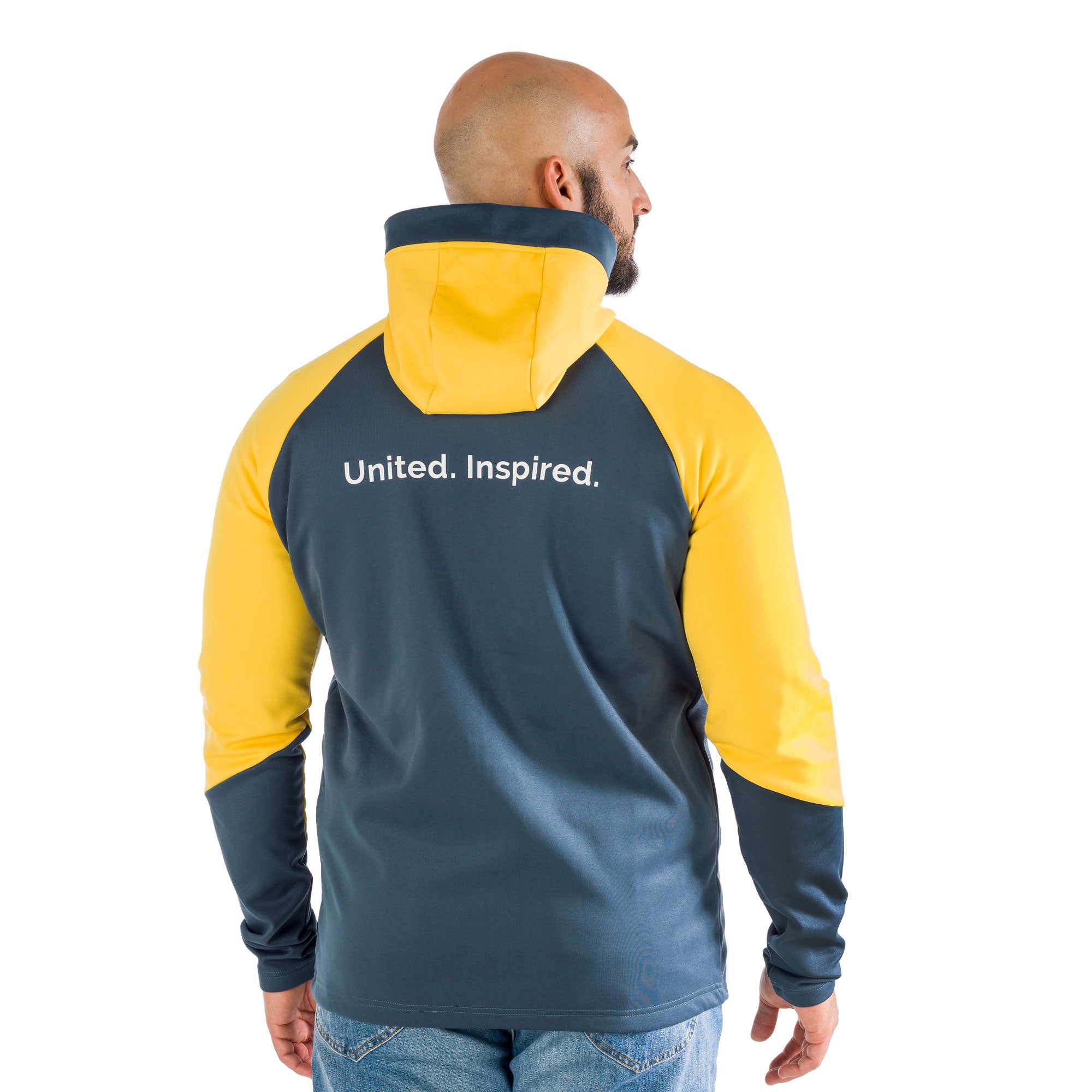 grey and yellow epiroc power hoodie